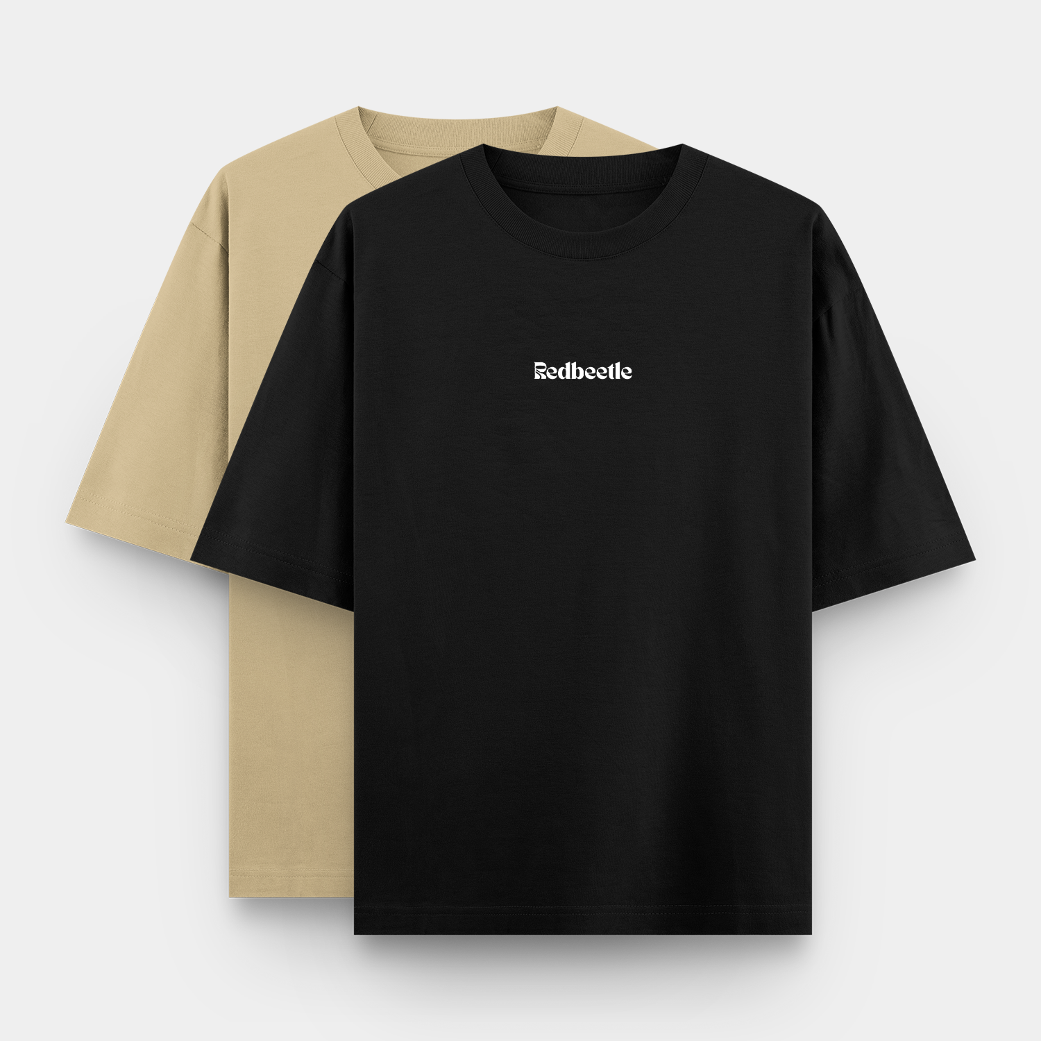 Men’s Oversized Essential Tees – Beige & Black (2 Pack)