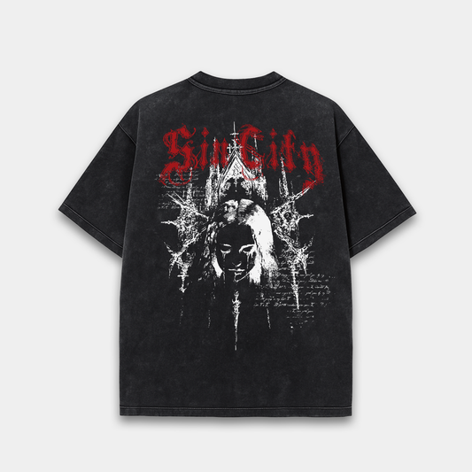 Sin City Acid wash Oversize T-shirt Red Beetle