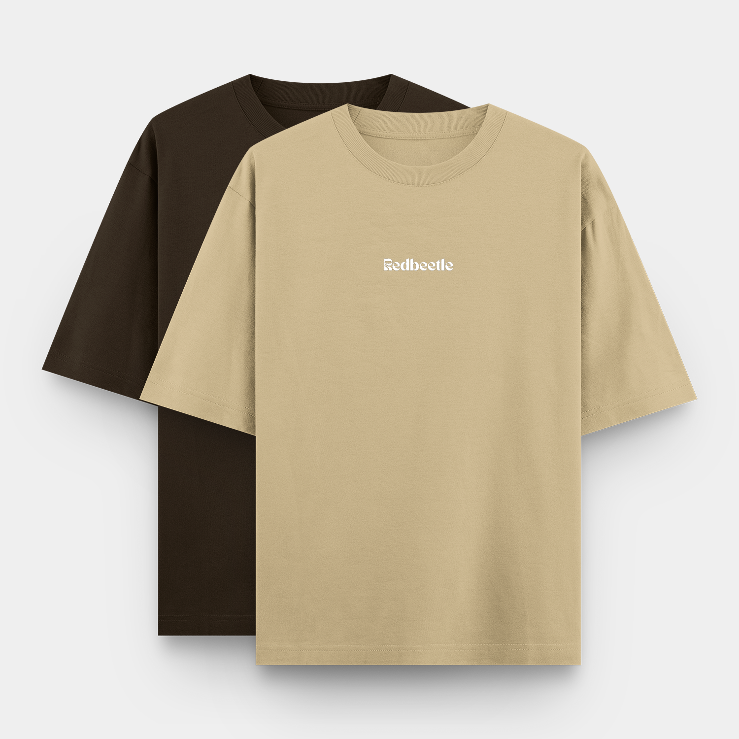 Men’s Oversized Essential Tees – Beige & Brown (2 Pack)