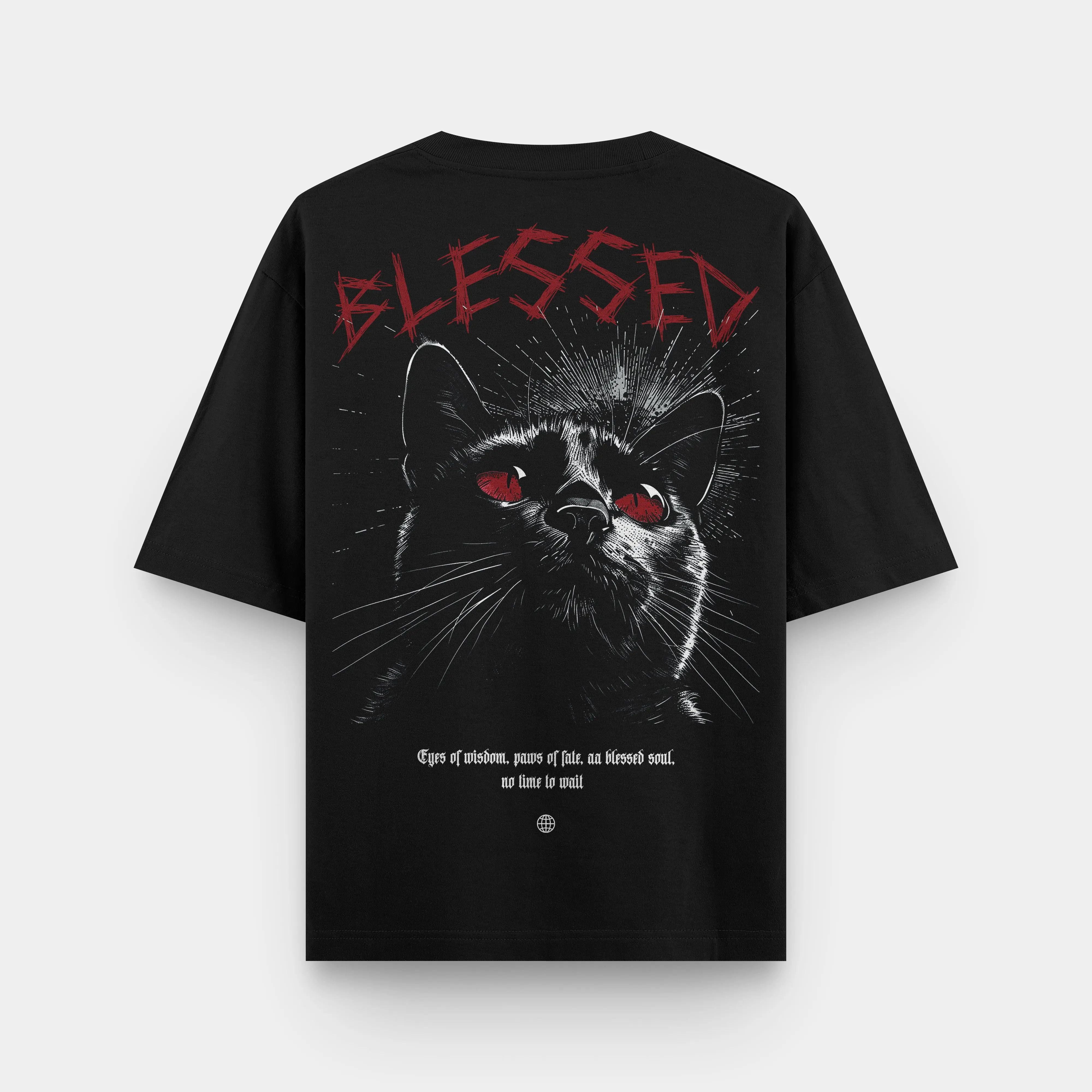 Blessed Cat Retro Oversized T-Shirt Red Beetle