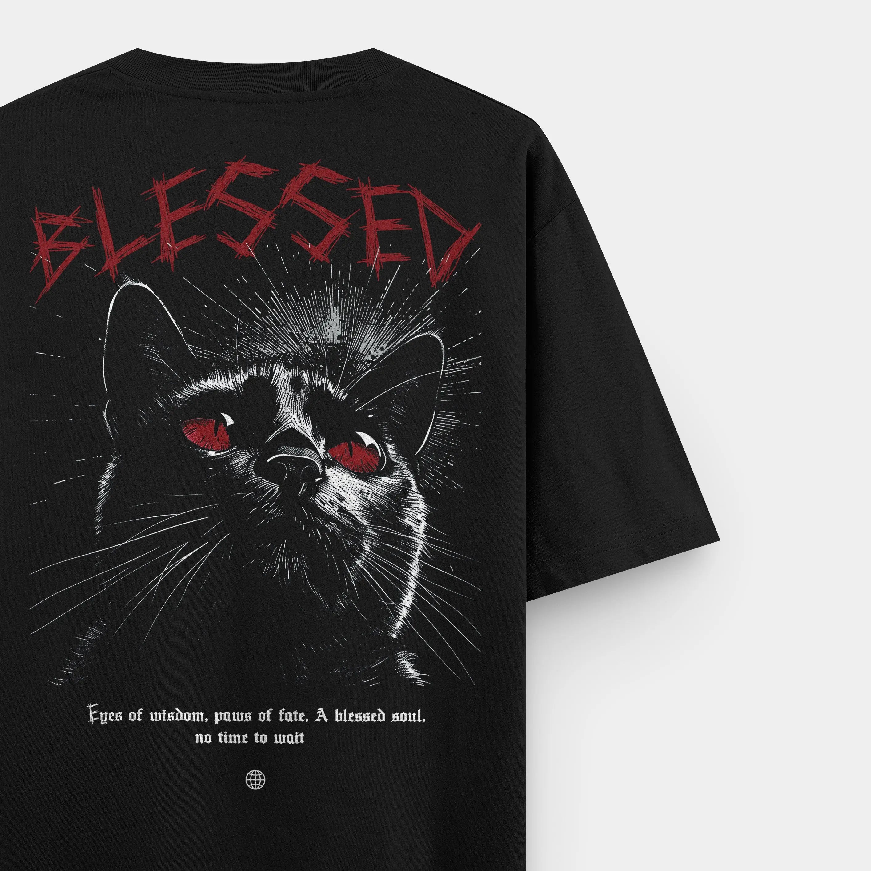 Blessed Cat Retro Oversized T-Shirt Red Beetle