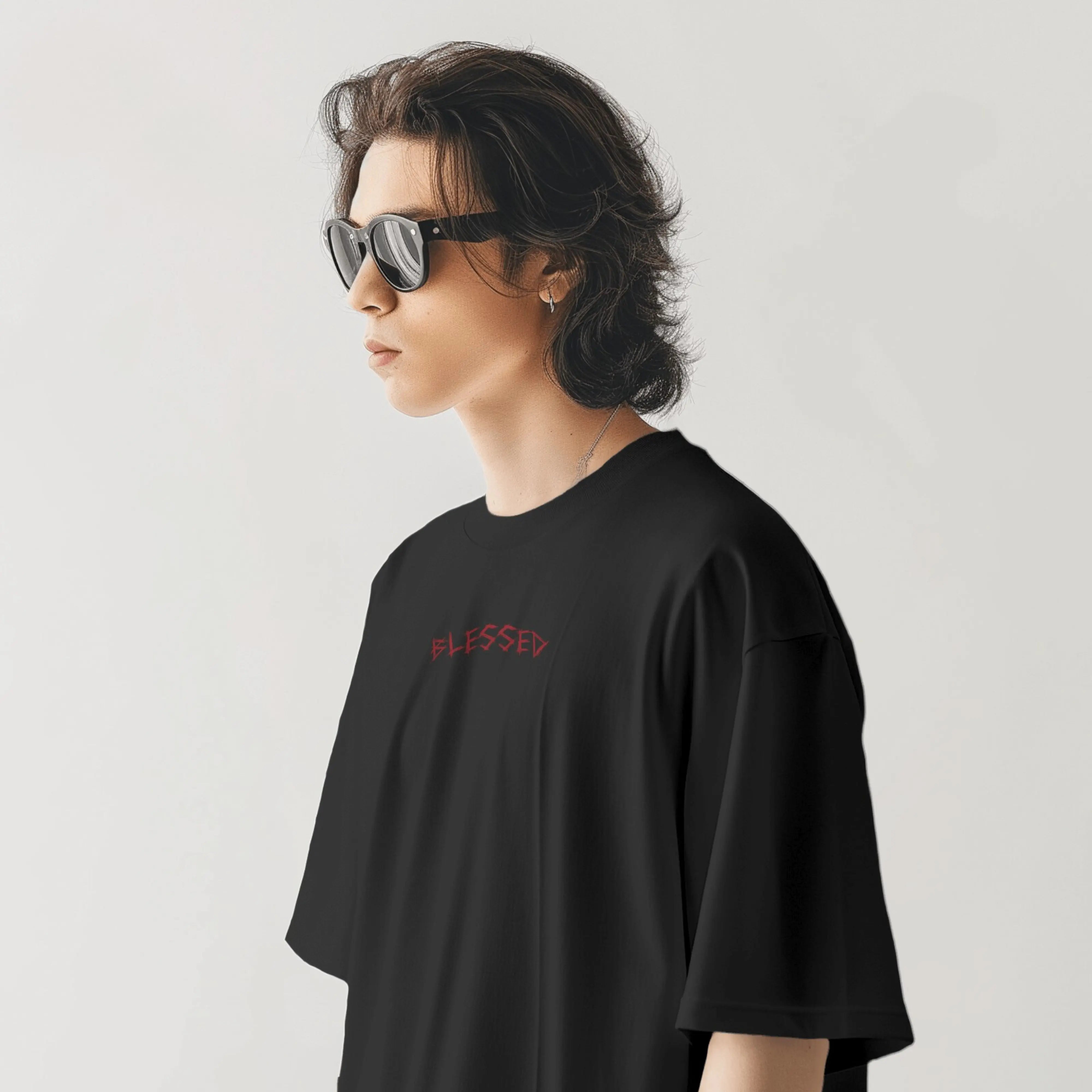 Blessed Cat Retro Oversized T-Shirt Red Beetle